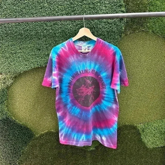 Vintage Woman Healing For  Change Tye-Dye T-shirt Large - Picture 1 of 4